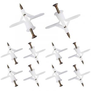 BEBUSINGOTO Ancrages pour plaques de plâtre, 100 pièces, chevilles pour plaques de plâtre avec vis, fixations murales pour plaques de plâtre, pour