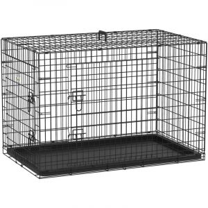 Pawhut - Cage caisse de transport pliante pour chien en métal noir 106 x 71 x 76 cm