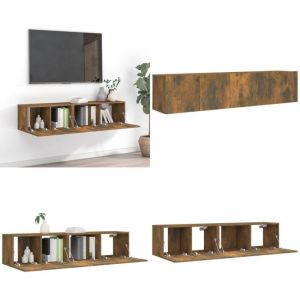 Vidaxl - Ensemble de meubles tv 2 pcs Chêne fumé Bois d'ingénierie - Meuble Tv Suspendu - Meuble Hifi - Mobilier Tv - Étagère Murale - Rangement