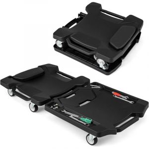 GOPLUS Chariot de Visite Pliable Charge 150 KG avec 6 roulettes Pivotantes, Chariot Mecanicien 108 CM avec Appui-T&ecirc;te Rembourr&eacute;, Outillage Mecanique