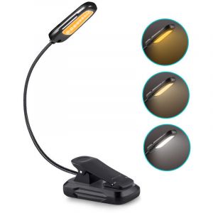 Liseuse 16 LED Liseuse Clip Lampe Rechargeable USB 9 Modes de Luminosité et 3 Températures de Couleur, Lampe Clip Flexible 360° pour Lit, Livre,