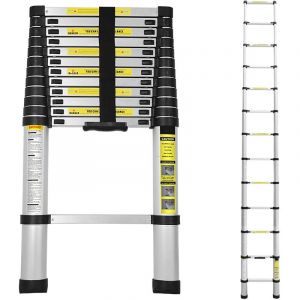 Tolletour - Echelle Télescopique 3.8M Echelle Multifonctionnelle Aluminium Echelle Simple Echelle Polyvalente Echelle Extensible Escabeau en de haute