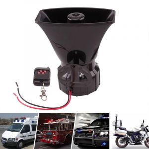 7 Sons Police Sir&egrave;ne Klaxon Sir&egrave;ne Fort Voiture Avertissement Alarme 12V 100W Sans Fil Sirene Voiture Haut-parleur avec T&eacute;l&eacute;commande Alarme Klaxon