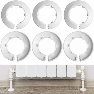 6 x Rosace de radiateur, Ø 17 mm intérieur, 47 mm extérieur, 14 mm hauteur, Tuyaux 3/8 pouce, DN10, Cache-tuyaux de chauffage, pour tubes de radiateur