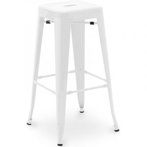 Tabouret de bar - Design industriel - 76cm - Stylix Blanc