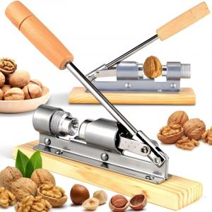 Casse-Noix en Acier, Ajustement À La Taille des Noix, Support en Bois, Casse-Noisettes Très Solide Et Résistant, Casse Noisette Multifonctionnel,