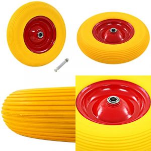Roue pour brouette avec axe PU solide 4.00-8 390 mm - roue de brouette - roues de brouette - Home & Living