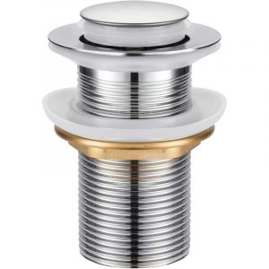 Bonde de Lavabo, Universel Bonde Pop-up sans Trop-plein Bonde de Vidage Automatique avec Bouchon de Vidange sans Tirette &agrave; Clapet Push Open en Inox