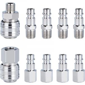 10 PCS Raccords de compresseur 1/4"BSP Raccord Rapide Pneumatique Europen Coupleur pneumatique d'air kit compresseur accessoire d'air tuyau air"