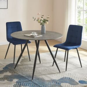 [en.casa] - Table de salle à manger ronde Fitjar mdf acier 100 x 75 cm effet béton noir