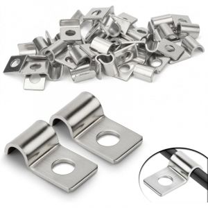 30 Pi&egrave;ces Fixation Grillage Rigide Sur Mur 5mm Attache Grillage Rigide Inoxydable Colliers de Serrage en U &agrave; Trou Unique Fixation Murale Grillage