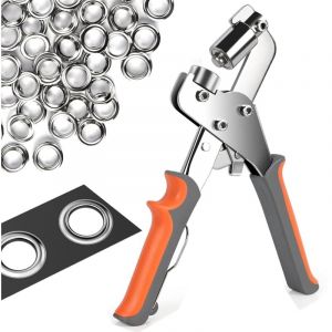 Pince &agrave; Oeillets pour B&acirc;ches et Tissus - Pince &agrave; Oeillets Professionnelle avec 500 Oeillets (&Oslash; 10mm), Poin&ccedil;onneuse &agrave; Oeillets Magn&eacute;tique en Acier au