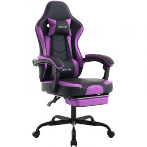 Eifson - Chaise gaming, Fauteuil gamer, avec repose-pieds, soutien lombaire, appui-tête, ergonomique, pu, accoudoirs 3D, angle réglable de 90° à 135°