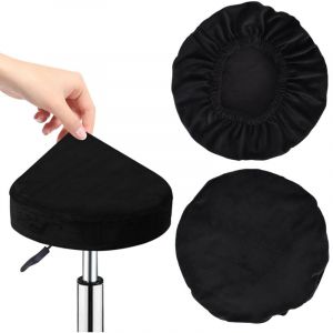 CCYKXA Housse Tabouret Rond 30-40cm, 2 Pi&egrave;ces,Housses De Tabouret Rond Noir, Housse Tabouret De Bar, Extensible, Lavable, Douce Et Durable,pour