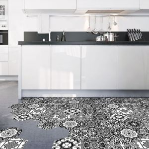 Ambiance-sticker - Stickers Sol Anti-dérapant avec Protection - tomettes sol lividia - 60x135cm-10stickershexagones30x26cm