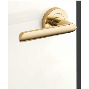 Ensemble de Poign&eacute;es sur Rosaces en Laiton - DCG - Mod&egrave;le Spartine - Laiton Poli - Cl&eacute; L