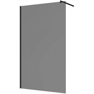 Douche de plain-pied 140 cm Profil&eacute;s aluminium noir mat Verre fum&eacute; 8mm avec traitement anti-calcaire h200 R&eacute;glable 138-140cm - R&eacute;versible Mod. Keros