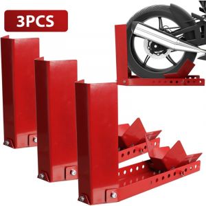 SWANEW Béquille de moto 3 bascule de moto remorque aide au chargement réglable béquille de moto pince de roue avant avec 9 trous de boulon d'ancrage
