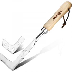 Desherbeur Manuel grattoir à Fente en Bois, Tondeuse à Gazon en Acier Inoxydable, Tondeuse à Gazon multifonctionnelle, Meilleur Cadeau pour Les