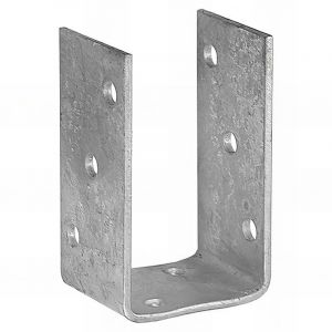 Fixtout - Embase pied de poteau en u zinguée à visser - 71 x 120 x 4 mm