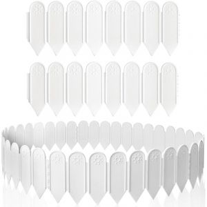 Lot de 20 bordures de jardin en plastique, 3 m, flexibles, pour jardin, parterre de fleurs, mini-cl&ocirc;ture pour all&eacute;e de jardin, hauteur 14 cm