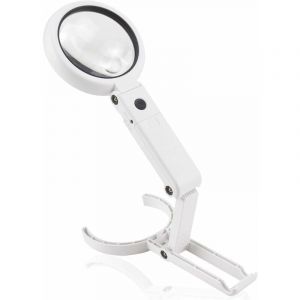 Shining House - Loupe eclairante à Main sur Pied 5X 11X avec lumière 8 led, loupe de Lecture, loupe de Table avec Support Pliable, pour Lecture,