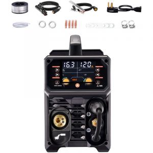 Mophorn Poste à souder MIG Pro - Solution de soudage avancée 200 A. Ce poste à souder synergique 5 en 1 offre les fonctions MIG Pluse, MIG au gaz,