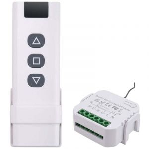 Interrupteur de Rideau Aveugle Tuya Smart Life WiFi 433Mhz avec TéLéCommande pour Commande Volet Roulant éLectrique, 1RC 1RE