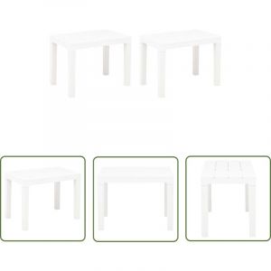 The Living Store - Bancs de jardin lot de 2 Blanc Plastique - Banc De Jardin - Mobilier De Jardin - Si&egrave;ge D'ext&eacute;rieur - Chaise Ext&eacute;rieure - Blanc