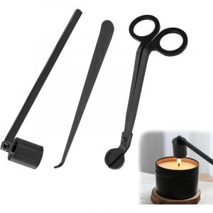 Lot de 3 accessoires pour bougies Noir Coupe m&egrave;che Coupe m&egrave;che &Eacute;teignoir &agrave; bougie Extincteur de bougie Kit essentiel
