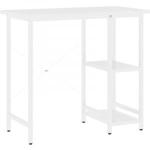 Bureau table poste de travail meuble d'ordinateur informatique étude d'ordinateur 80 x 40 x 72 cm mdf et métal blanc