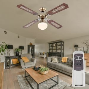 Etc-shop - Ventilateur de plafond avec interrupteur à tirette Lampe de ventilateur Plafond Ventilateur à 3 vitesses avec télécommande Plafonnier,