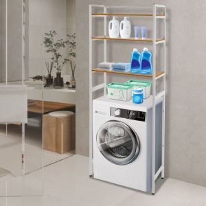 &Eacute;tag&egrave;re pour machine &agrave; laver, au-dessus de la machine &agrave; laver, &eacute;tag&egrave;re de salle de bain &agrave; 3 niveaux, peu encombrante, multifonctionnelle, robuste,