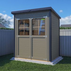 Abri de jardin bois Bertilo Simplo 2,16m&sup2; 12mm avec plancher gris beige RAL7006