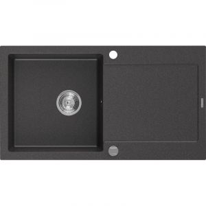 Mexen - Leo évier en granit à 1 cuve avec égouttoir 900 x 500 mm, Noir moucheté - 6501901010-76