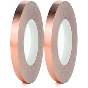 Ruban de feuille de cuivre, 2 feuilles de cuivre avec adh&eacute;sif conducteur &agrave; double ruban de cuivre pour adh&eacute;sif conducteur de vitrail-