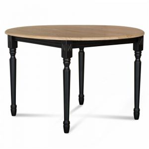 Hellin - Table extensible ronde bois D115 avec 1 allonge et pieds tourn&eacute;s - victoria