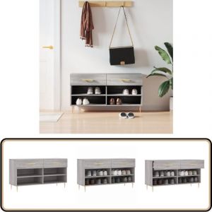 Banc à chaussures sonoma gris 102x35x55 cm bois d'ingénierie - Meuble Chaussure - Banc Chaussure - Range Chaussures - Rangement Chaussures - Meuble
