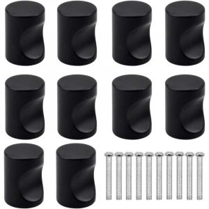 10PCS Noir Tiroir de Porte Poign&eacute;e, Bouton de Meubles, Unique Trou Rond Boutons de Tiroir, Moderne Boutons de Porte, Poign&eacute;es de Meuble pour Placard