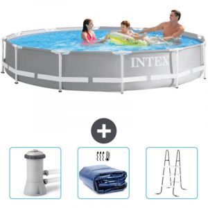 Intex - Piscine ronde prisme frame 366 x 76 cm - Grise - Incluse Accessoire CB83
