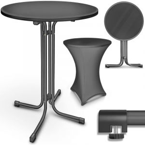 tillvex Table de bar gastro pliante &Oslash;60 cm anthracite Table de bistrot enti&egrave;rement mont&eacute;e Table ronde pliante - Table de f&ecirc;te r&eacute;sistante aux