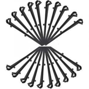 Jalleria - Lot de 20 Crochets de fixation grillage de protection de goutti&egrave;re en pp, longeur de 16cm, entraxe de 7.2cm, noir