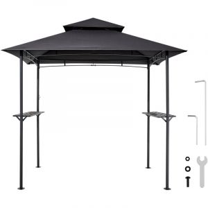 Mophorn Tonnelle de barbecue extérieure, 243 x 150 cm, abri avec toit à deux niveaux, structure en acier avec revêtement en poudre, idéale pour