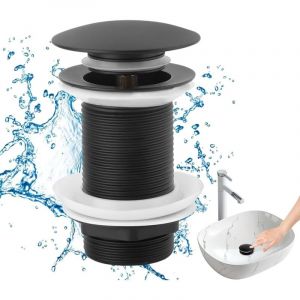 Bonde de Lavabo Noir sans Trop Plein, Bonde de Lavabo sans Trop Plein Universelle Normes-G 1 &frac14; avec Joint Bonde Lavabo pour Vasque a Poser, pour