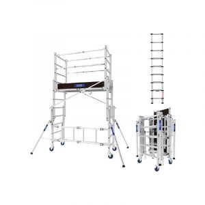 Tubesca Comabi - Echafaudage roulant pliant - Hauteur max. de travail 3.80m + Echelle télescopique 2.60m - 22407420/TEL-60226