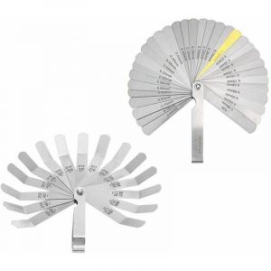 Tigrezy 2pcs Jauge d'Épaisseur Jeu de Cales 32 Lames Métrique Impérial et 16 Lames Feeler Gauge en Acier au Manganès pour Mesure Précis Epaisseur