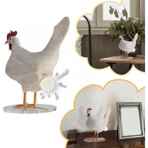 Oeuf de Poule Pondant Drôle de Lumière, Lampe D'Oeuf de Poule Led en Résine Réaliste, Lampe D'Oeufs de Poule de Pâques en Peluche, Lumière Décorative