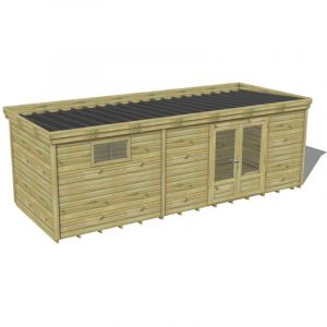 Abri Fran&ccedil;ais - abri de jardin bois trait&eacute; 27mm, 7,4x2,6m, 20m2, Plancher