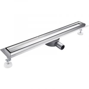 Caniveau de Douche Italienne a Carreler 100 cm Acier Inoxydable Extra Plat 361° Siphon de sol Douche Italienne pour Salle de Bain