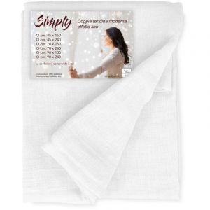 Tex Family - paire de rideau verre moderne large 45 ou 70 ou 90 simply Blanc la paire (2 rideaux) cm. 45x150
